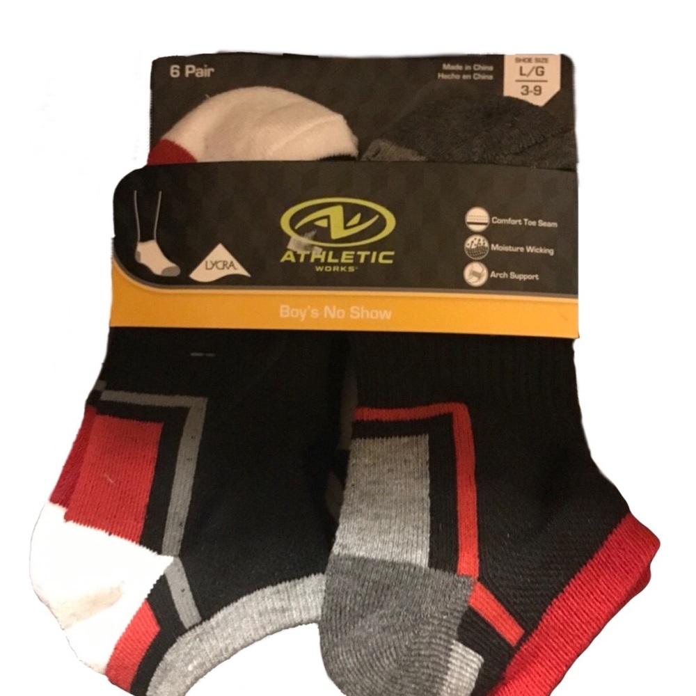 New Athletic Works boys 6 pair socks size S & L 🧦